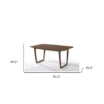 63 inch rectangular walnut dining table from Goldoma with solid wood legs and manufactured wood top