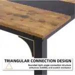 FCJ Large Office Gaming Desk 59.8-70.9 Inch Rustic Black Wooden Desk Modern Simple Style Legroom Metal Frame for Home Office