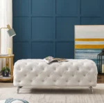 Goldoma 59 storage ottoman bench in beige velvet with hidden storage compartment