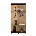 Double Door Tawny Glass Display Cabinet with 4 Door Shelves Floor-to-Ceiling Bookshelf for Living Room Bedroom Office by FCJ
