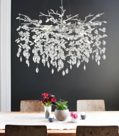 Chrome K9 Crystal Tree Branches Chandelier,Modern Round Crystal Chandeliers for Dining Room,Bedroom, Living Room,