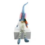 HMS 32" Blue and White Fabric Christmas Sitting Gnome Tabletop Sculpture for Home or Office Decor