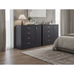 Lund set of 2 high capacity bedroom dressers in wenge minimalist style