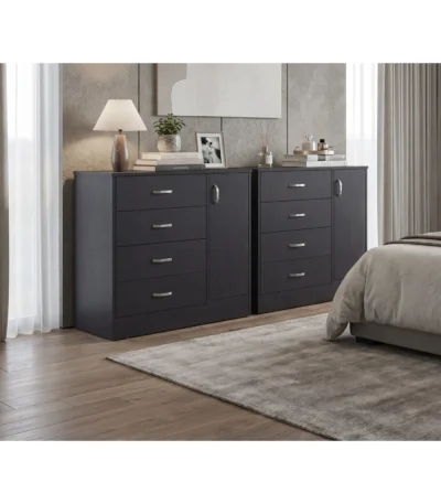 Lund set of 2 high capacity bedroom dressers in wenge minimalist style