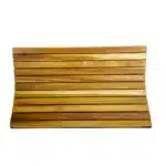 HMS 31" Brown Teak Slat Non-Slip Bath Mat Anti-Slip Shower Rug with Children's Design for Bathroom Floor – side view