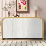 U_STYLE 59.8''Sideboard Buffet Cabinet with Arched Ceiling and 4-door Pine Veneer Storage Cabinet - Image 14