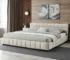 Modern King Size Adjustable Bed with Chenille Headboard - Solid Wood Frame