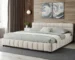 Modern King Size Adjustable Bed with Chenille Headboard - Solid Wood Frame