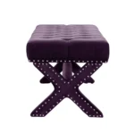 Goldoma 45-inch plum velvet upholstered storage bench with lift-up seat in a bedroom setting
