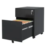 Black FCJ Fully Assembled 2-Drawer Mobile File Cabinet Steel Construction Lock Legal/Letter A4 Size Home/Office Design Wheels