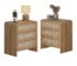 Caramel oak rattan 3 drawer nightstand set of 2 with curved front