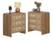 Caramel oak rattan 3 drawer nightstand set of 2 with curved front