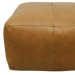 Goldoma 22 inch tan genuine leather pouf ottoman as a footrest
