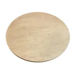 60 inch solid wood pedestal dining table in natural and brown two-tone finish