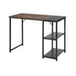 HMS 39" Brown and Black Wood and Metal H-Shape Computer Desk Stylish Office Desk – close-up detail