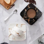 Coffee Mugs Marble Gold Inlay Mug Breakfast Mug Office Home Drinkware Milk Cup Dropshipping – close-up detail