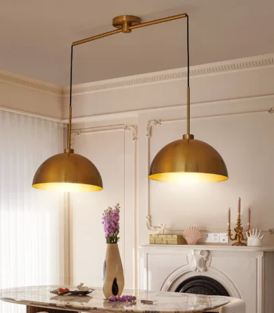 41" Industrial Modern Double Pendant Light, Adjustable Ceiling Hanging Lamp with Bright Finish (No Bulbs)