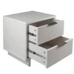 Modern white nightstand with two drawers solid wood bedroom storage