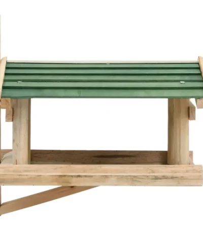 W2B VidaXL Small Green and Natural Wood Solid Fir Bird Feeder Garden Supplies
