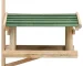 Small bird feeder made of solid fir wood hanging in a garden