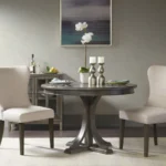 Modern round dining table in solid wood grey finish – round dining table for dining room