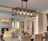 Ship From USA,32" Red Wood Industrial Farmhouse Rectangle Pendant Light, 5-Light Chandelier(No Bulbs)
