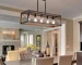 Ship From USA,32" Red Wood Industrial Farmhouse Rectangle Pendant Light, 5-Light Chandelier(No Bulbs)