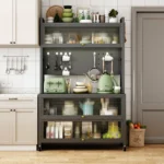 M Shelves Metal Kitchen Dining Side Cabinet Buffet Server Storage Organizer for Kitchenware Dining Essentials - Image 3