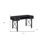 HMS 47" Minimalist Black Computer Desk with Two Drawers and Shelf Wooden PC & Gaming Office Desk Foldable Design – top