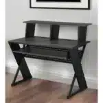 HMS 47" Modern Black Wood and Metal Computer Desk with Drawer Portable Office and Gaming Desk for Hotels