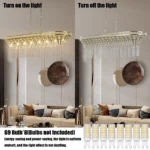 US Stock Free Shipping Dining Living Room 39.4 Inch Sand Gold Crystal Chandelier Oval Pendant Light with Adjustable Chain