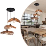 3-Light Boho Rattan Pendant Light, Handwoven Bamboo Fixture, Dimmable, E26 Base, Adjustable Height for Bedroom, Living Room