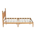 Goldoma solid wood bed frame with spindle headboard in king size, modern coastal oak finish