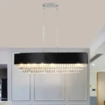 US Stock Free Shipping Modern Black 8-Light Crystal Chandelier Dining Living Room Round Pendant Light Fixtures