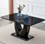 Luxury Stone Dining Table with Metal Legs – Seats 6 – top view