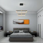Modern Black 2-Ring LED Chandelier, Dimmable Rectangular Pendant Light for Dining Room, Kitchen Island, Living Room, Hallway