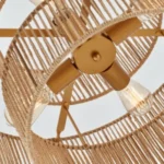 Boho Hand Woven Rattan Chandelier, UL listed Large Pendant Light for Kitchen Island Dining Room Living Room