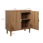 Walnut Wood Multifunctional Buffet Cabinet with Line Groove Design for Home Bar or Home Accent Storage Sideboard Cabinet - Image 3
