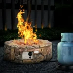 Outdoor Furniture Fire Pit Table 40,000 BTU Stone Gas Fire Stove Pit – top view