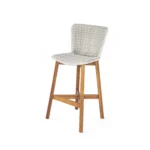 Adjustable Outdoor Bar Stool Teak Wood with Light Grey Wicker Set of 2 for Restaurant & Cafe Dining – styled in a modern