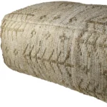 Goldoma 34-inch natural cotton geometric pouf ottoman in living room, tufted square stool as footrest and extra seating