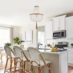 White Wood Beaded Farmhouse Tassel Chandelier, Boho Rustic Pendant Light for Bedroom Kitchen Island Dining Room – close-up