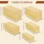5Pcs Gold Acrylic Rectangular Display Risers Boxes Cake Decorating Supplies for Catering Dessert Buffet Table Weddings