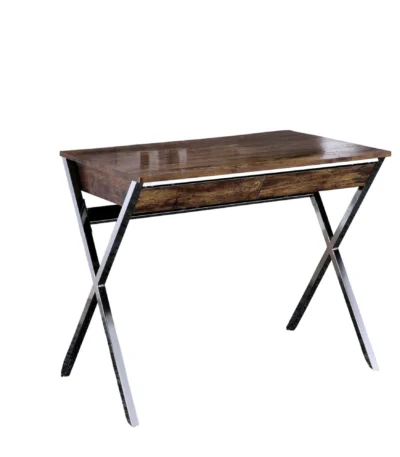 HMS 36" Solid Wood Writing Desk with Two Drawers Brown and Silver Portable Office Computer Table for Hotels