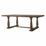 88 inch rustic solid wood trestle dining table in light gray and gray - Goldoma