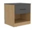 Alder 19.7 inch high natural oak nightstand with one drawer and open shelf in a modern bedroom