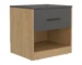 Alder 19.7 inch high natural oak nightstand with one drawer and open shelf in a modern bedroom