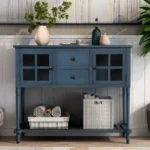 Modern Luxury Console Sideboard Table with Solid Oak Base Frame for Living Room and Dining Room Use-FCJ Design