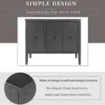 U_STYLE Adjustable Shelf Storage Sideboard with 3 Retro Metal Handles and 4 Pinewood Legs for Entryway Living Room Study