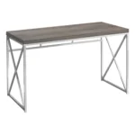 HMS 24" Taupe and Silver Computer Desk Convertible Extendable Foldable Portable with Leather Top Wood Material – side view